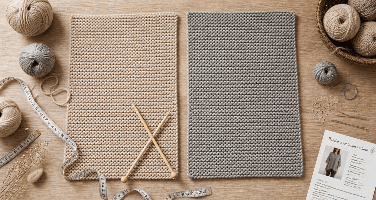 Poncho 2 rectangles adulte laine et outils