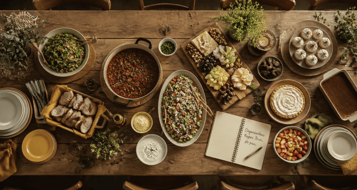 repas pour 30 personnes table dressée plats familiaux