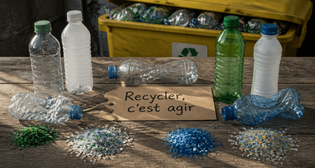 Tri bouteille plastique bac jaune recyclage