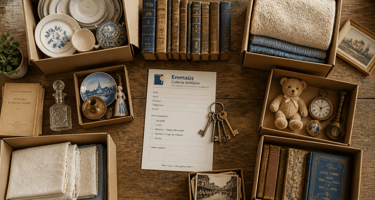Vider une maison Emmaüs cartons objets triés
