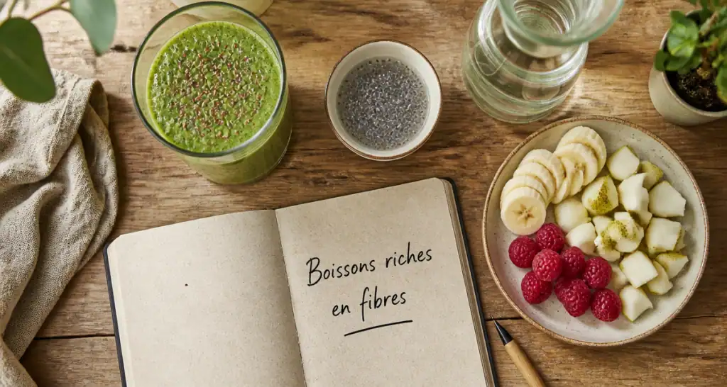 Boisson riche en fibre avec fruits et graines