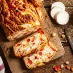 Cake poivron chevre tranche et ingredients
