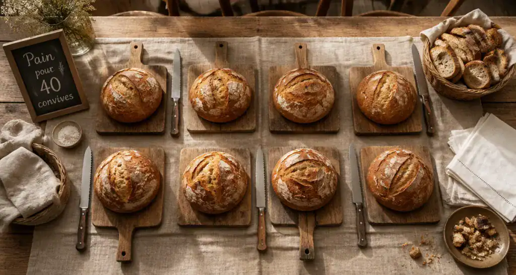 combien de boule de pain pour 40 personnes sur table