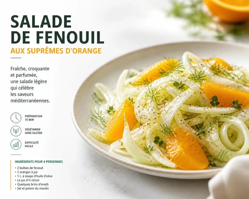 Salade de fenouil fraîche et légère, une entrée idéale avant un aïoli provençal.