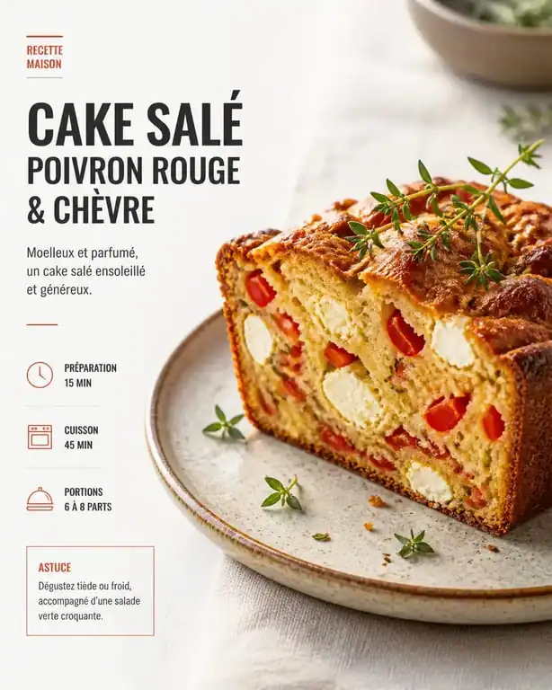 Cake au poivron et au chèvre, une recette gourmande et moelleuse pour l'apéritif