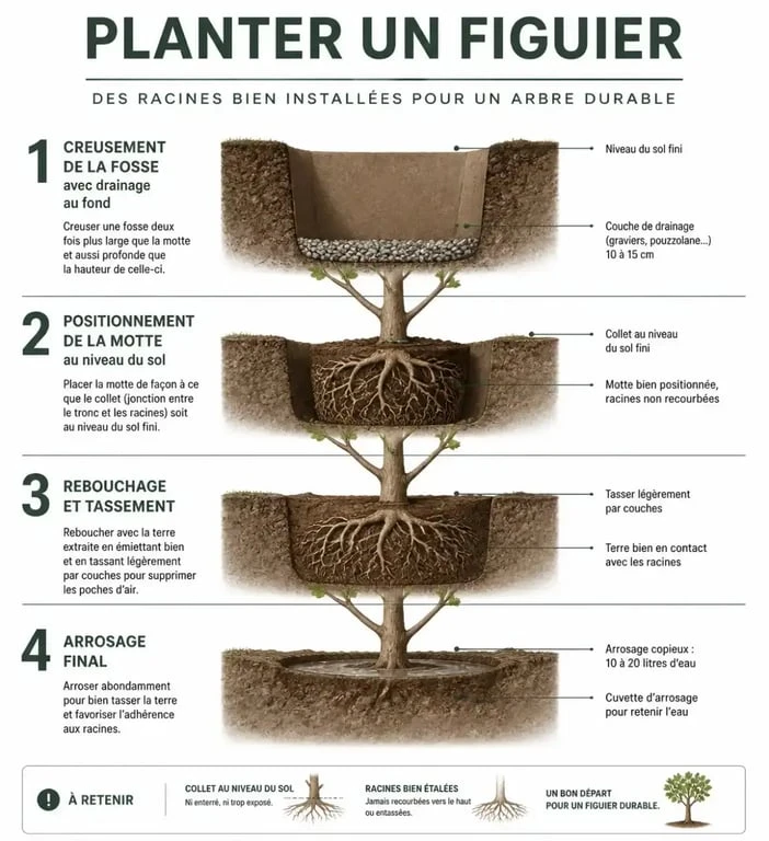 Étapes pour savoir comment planter un figuier en pleine terre