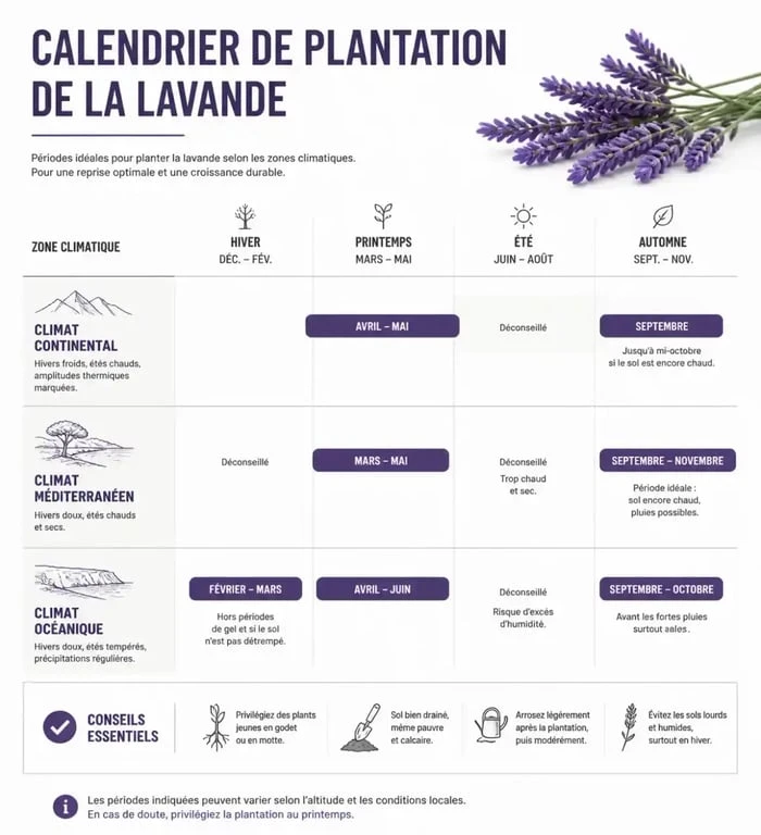 Calendrier de plantation de la lavande par zone géographique pour réussir sa culture
