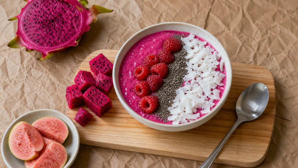 Fruits roses : smoothie bowl au pitaya rose