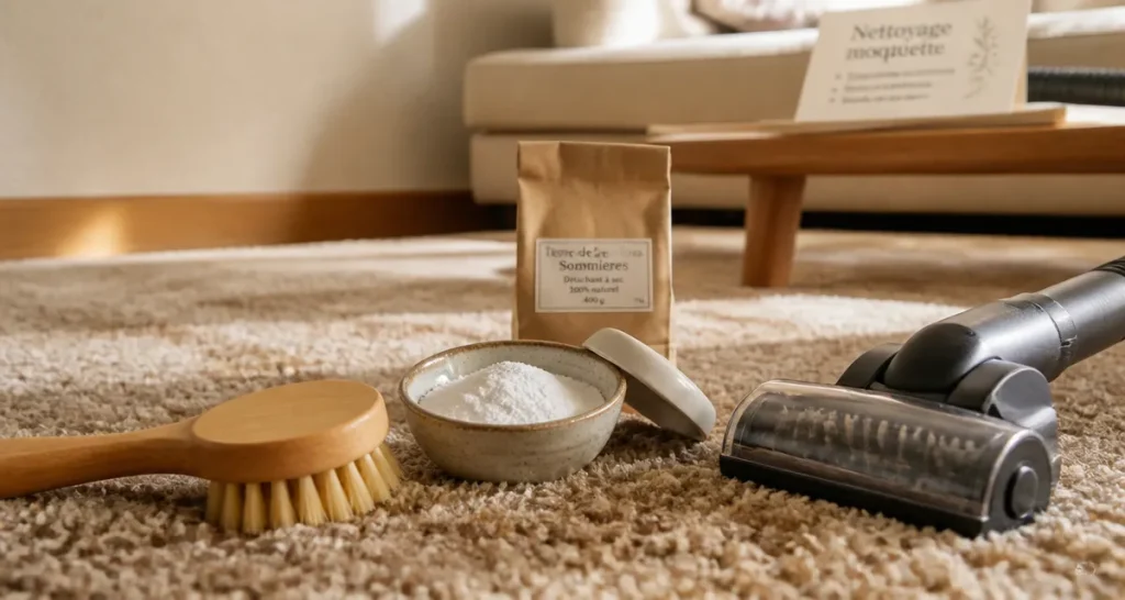 Nettoyer une moquette : bicarbonate et terre de Sommières, extraction à l’aspirateur