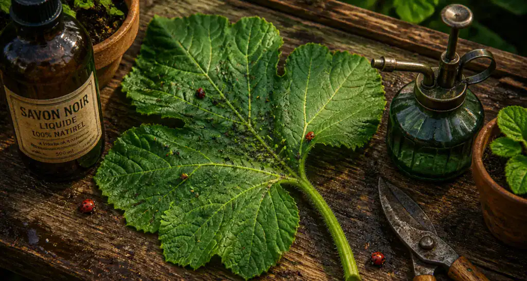 Puceron courgette sur feuille et solutions naturelles