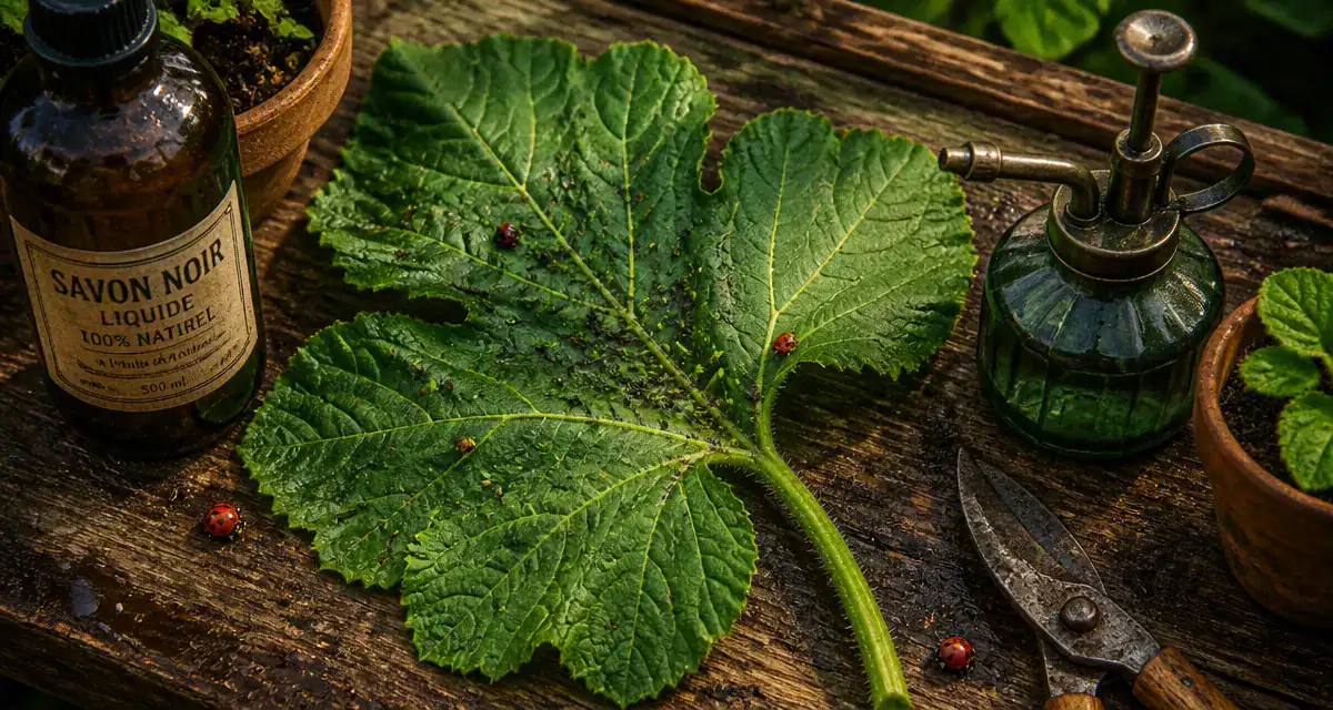 Puceron courgette sur feuille et solutions naturelles