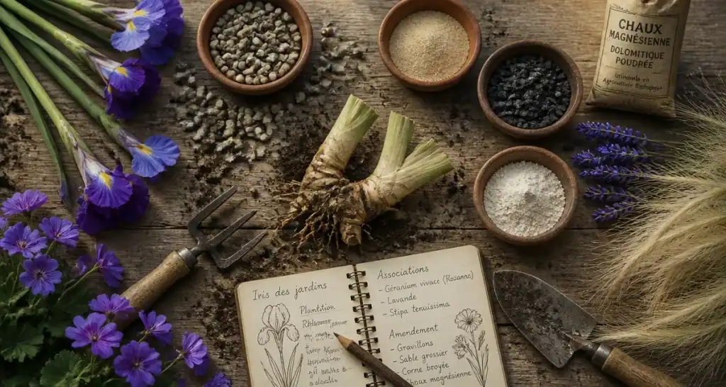 que mettre au pied des iris associations de plantes et paillis