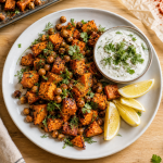 Accompagnement patate douce rôtie avec sauces pour viandes et poissons