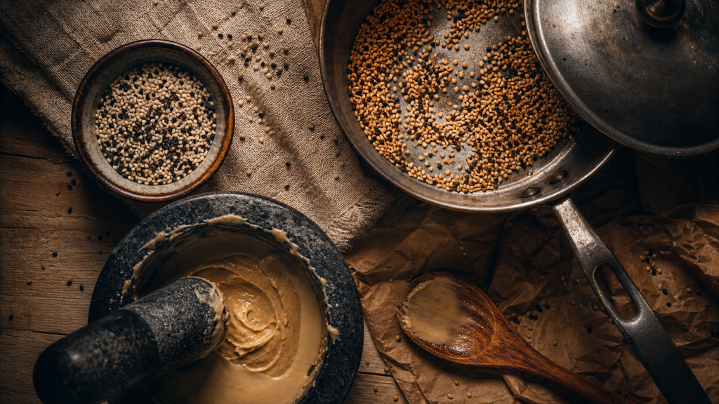Comment consommer les graines de sesame : 30 g crues, grillées, tahini