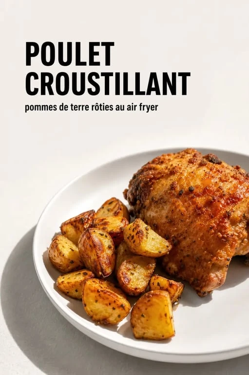 Recette facile air fryer de poulet croustillant et pommes de terre dorées