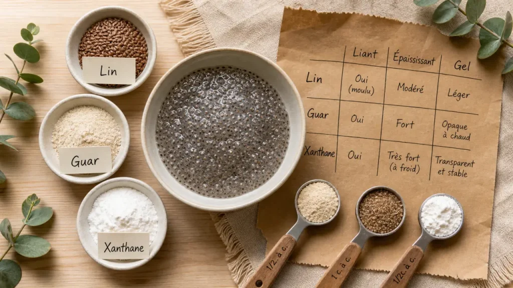 Par quoi remplacer le psyllium : lin, chia, gommes et fécule, dosages en cuisine