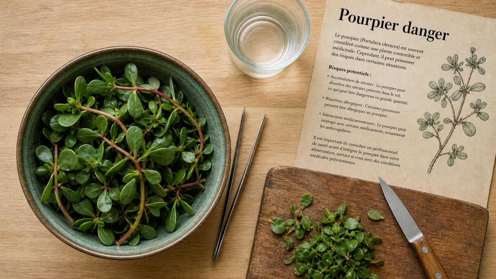 Pourpier danger : acide oxalique, calculs rénaux, précautions