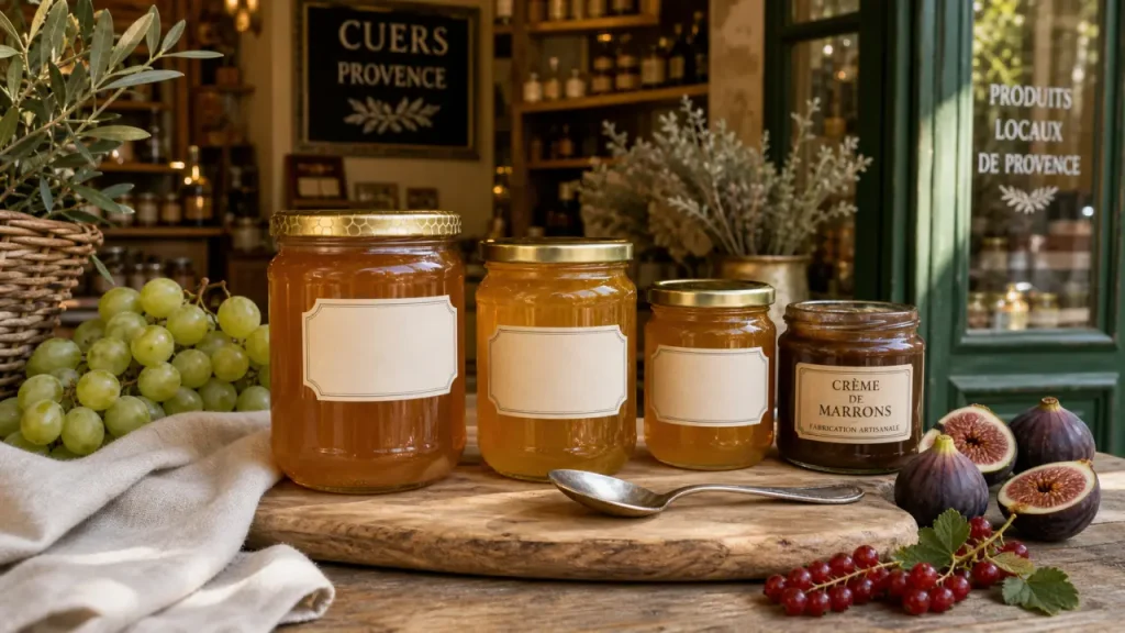 Provence gourmande produits du terroir à Cuers : pots artisanaux et confitures au chaudron
