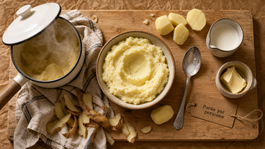 Purée par personne : 200 à 250 g adulte, 150 g enfant