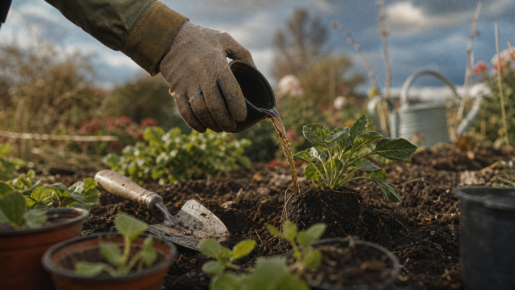 Quand planter des fleurs : arrosage de godets en terre