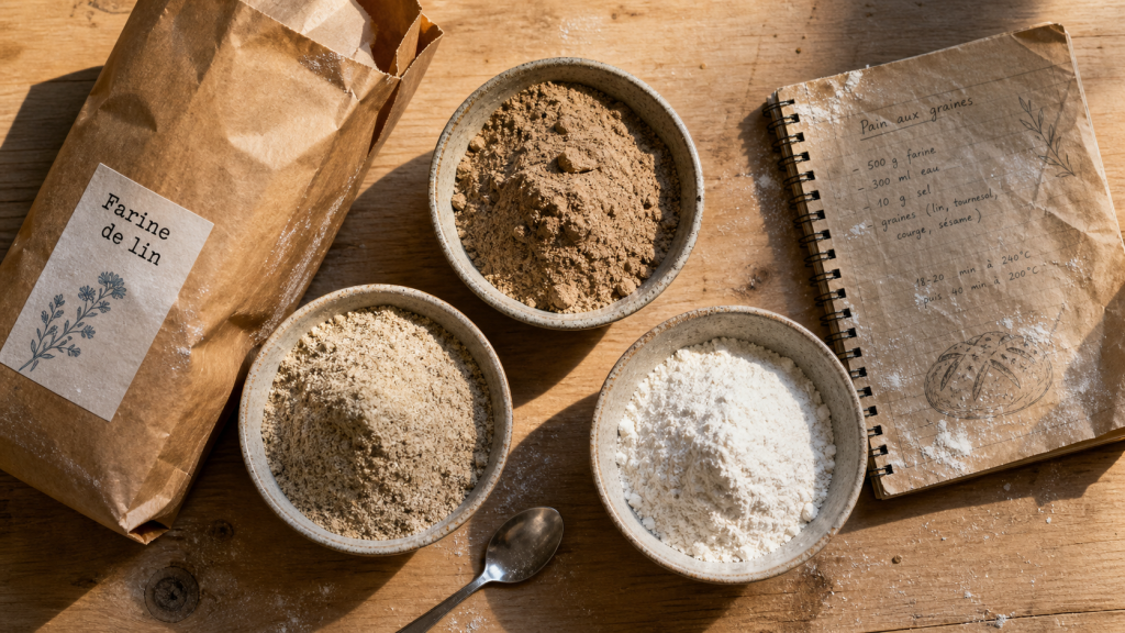 Quelle est la farine la moins calorique : farine de lin, sarrasin ou pois chiche
