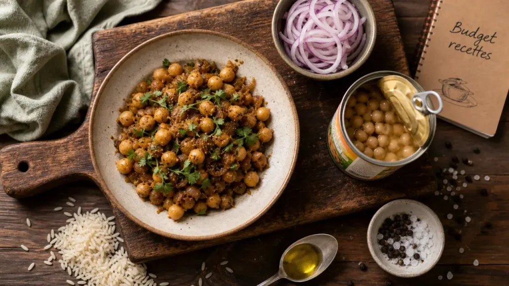 Recette facile pas cher : pois chiches épicés et curry