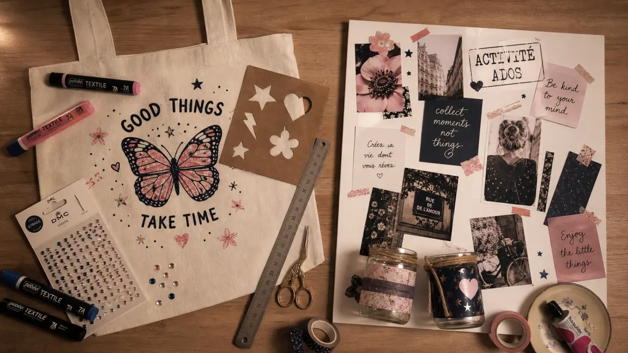 Activite manuelle ados : tote bag customisé et papercraft
