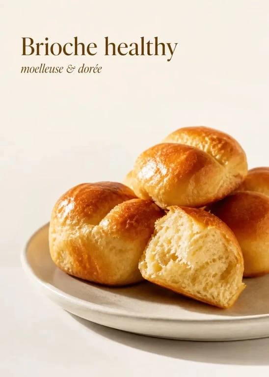 Brioche healthy moelleuse et dorée sur assiette blanche