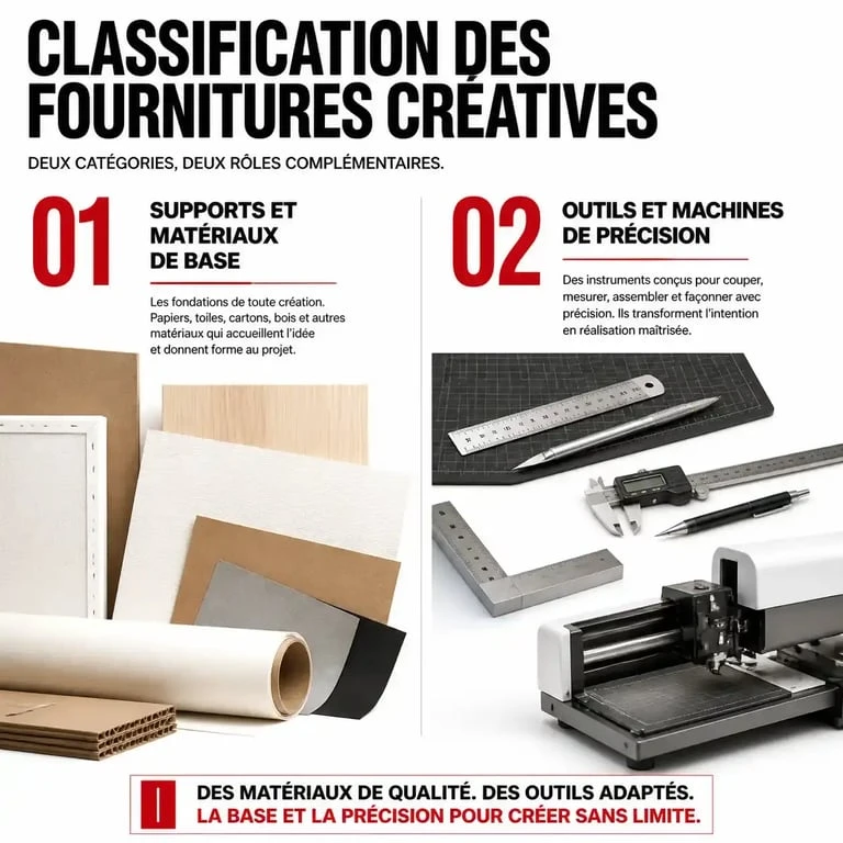 Classification des fournitures de loisirs créatifs : supports et outils de précision