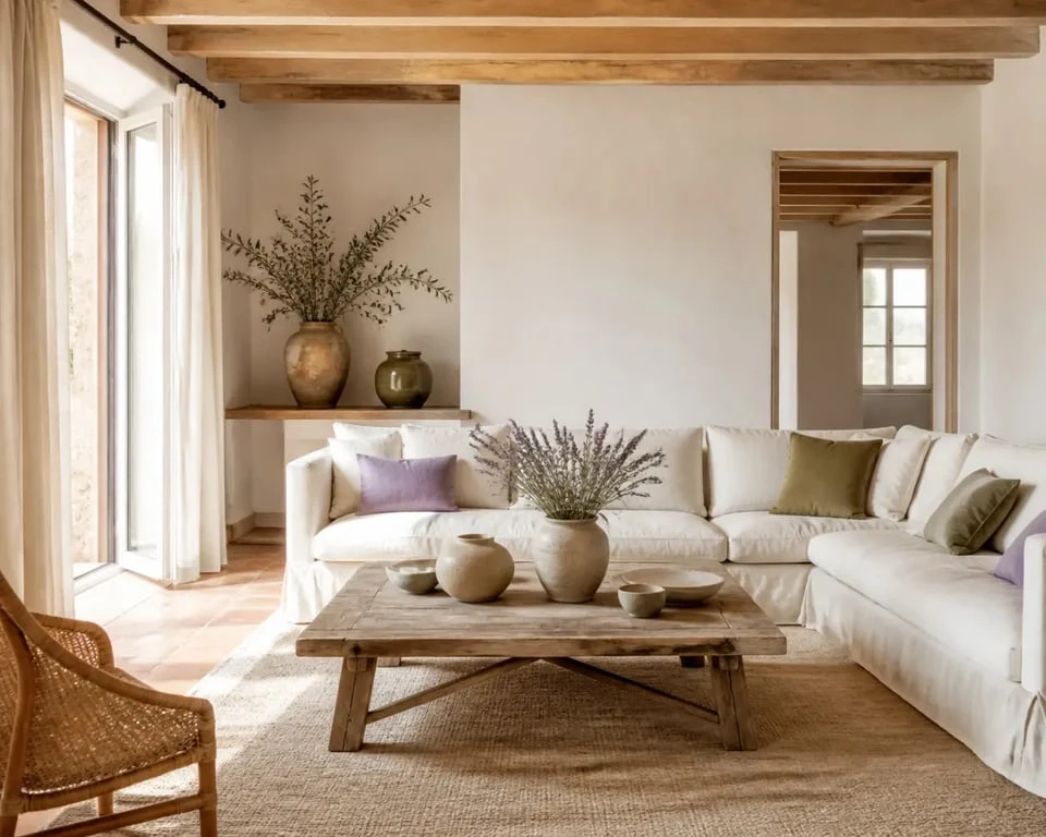 Décoration provençale chic dans un salon lumineux et contemporain