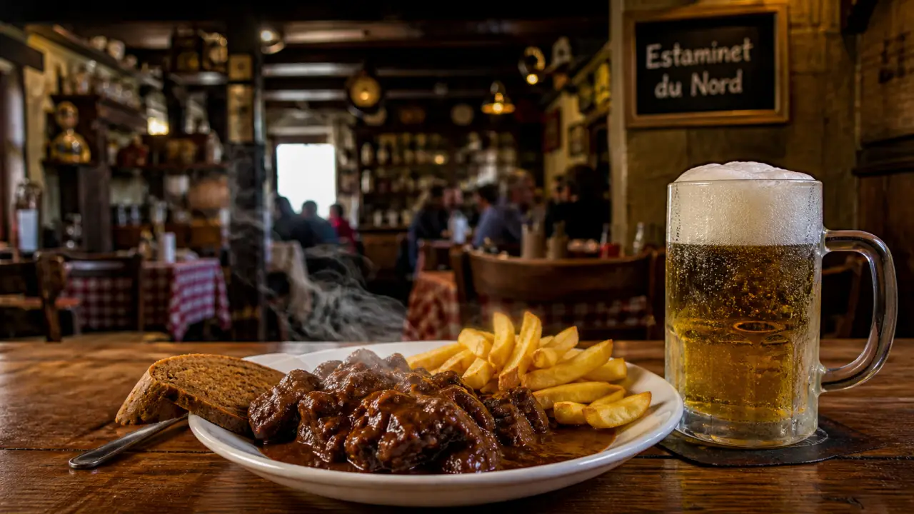 Estaminet nord : carbonnade flamande fumante et bière pression en salle
