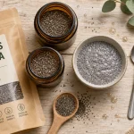 Graine de chia bio : graines noires et blanches en bocaux, prix au kilo