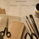 Loisirs créatifs fournitures : sélection d’outils sur établi