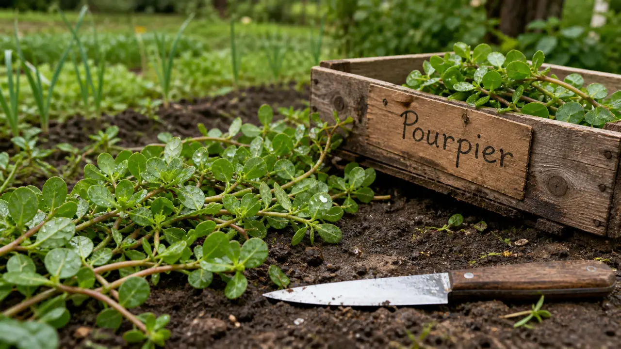 Pourpier comestible : feuilles charnues lisses et brillantes, récolte
