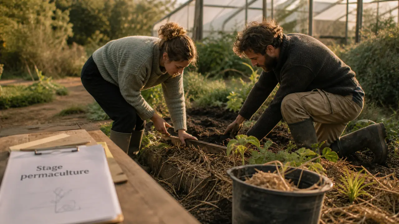 Stage en permaculture : pratique au potager, mains dans la terre