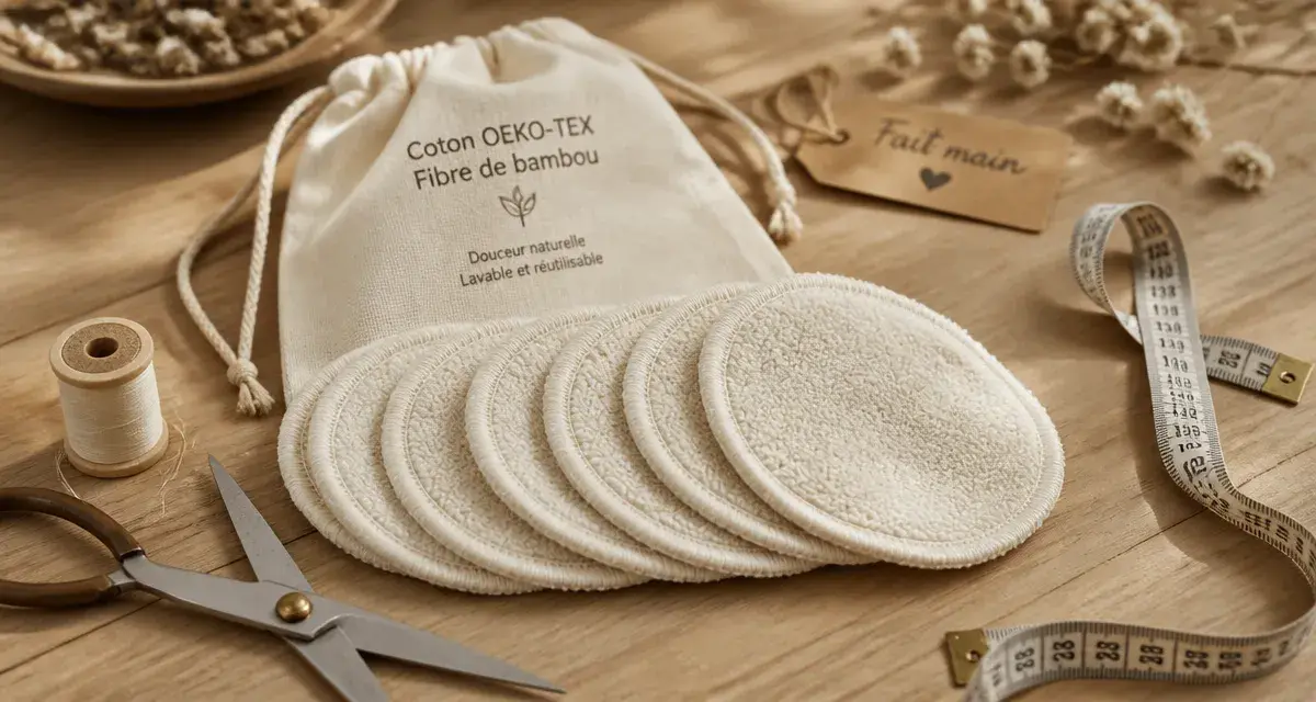 Accessoires fait maison : coton lavable en fibre de bambou et fil, fait main