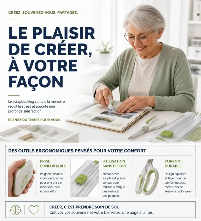 Personne âgée pratiquant le bricolage facile avec des outils ergonomiques