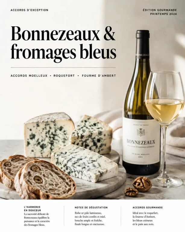Bonnezeaux accord mets vins avec fromages bleus et pain aux noix