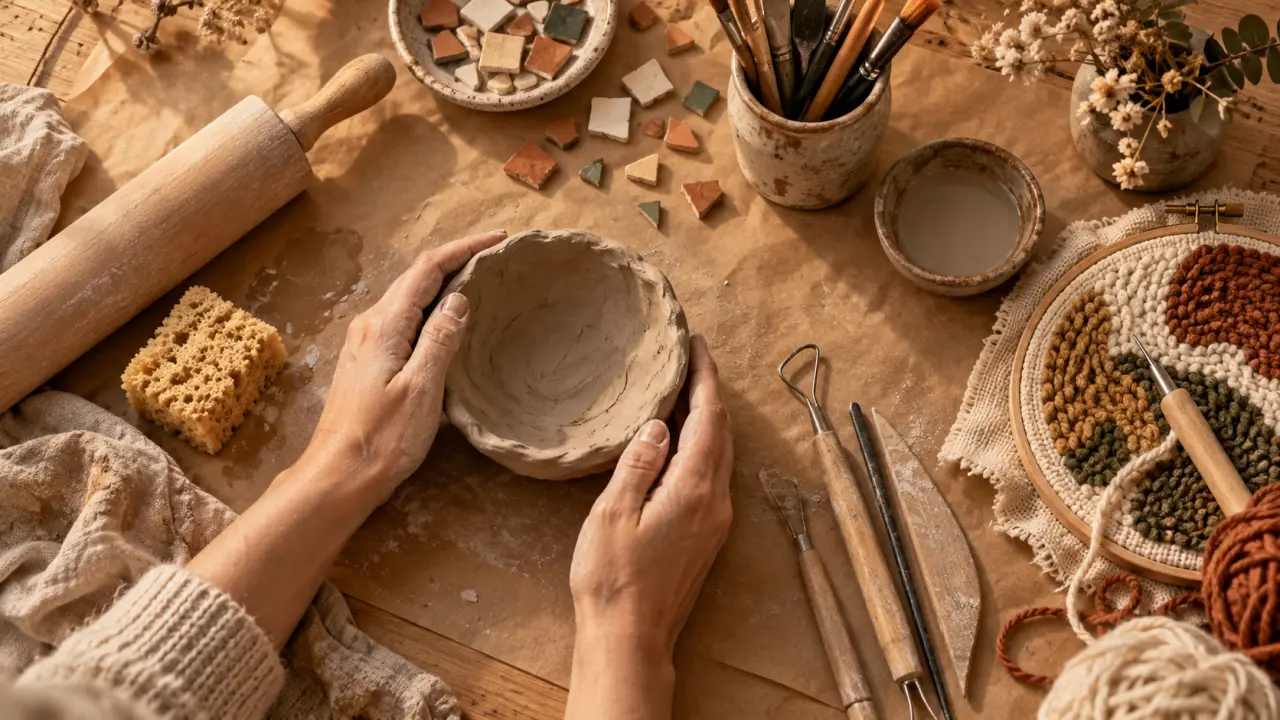 Activités manuel adulte : modelage argile, mosaïque et punch needle pour se détendre