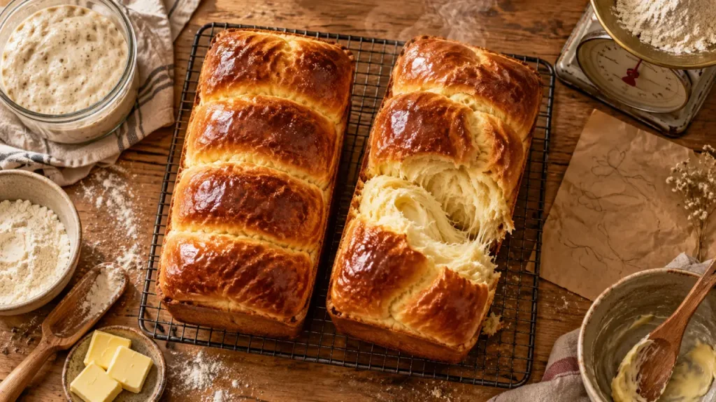 Brioches au levain, mie filante moelleuse