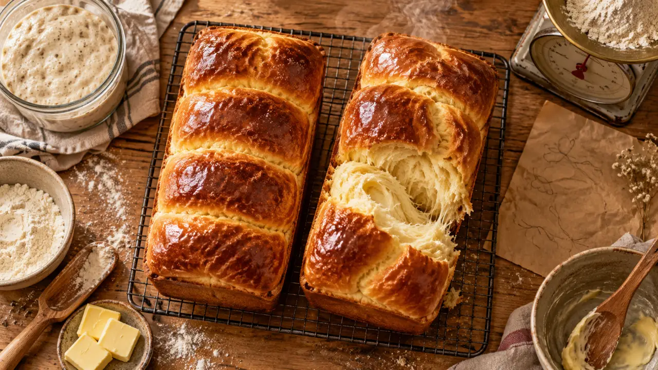 Brioches au levain, mie filante moelleuse