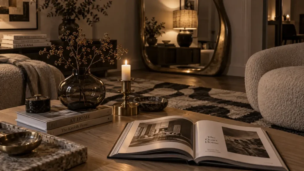 Déco originale : point focal salon, vase verre fumé et laiton