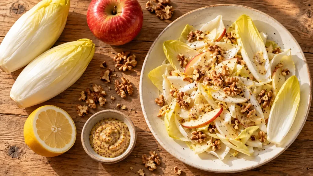 Endive bienfaits : salade d’endives, noix et citron