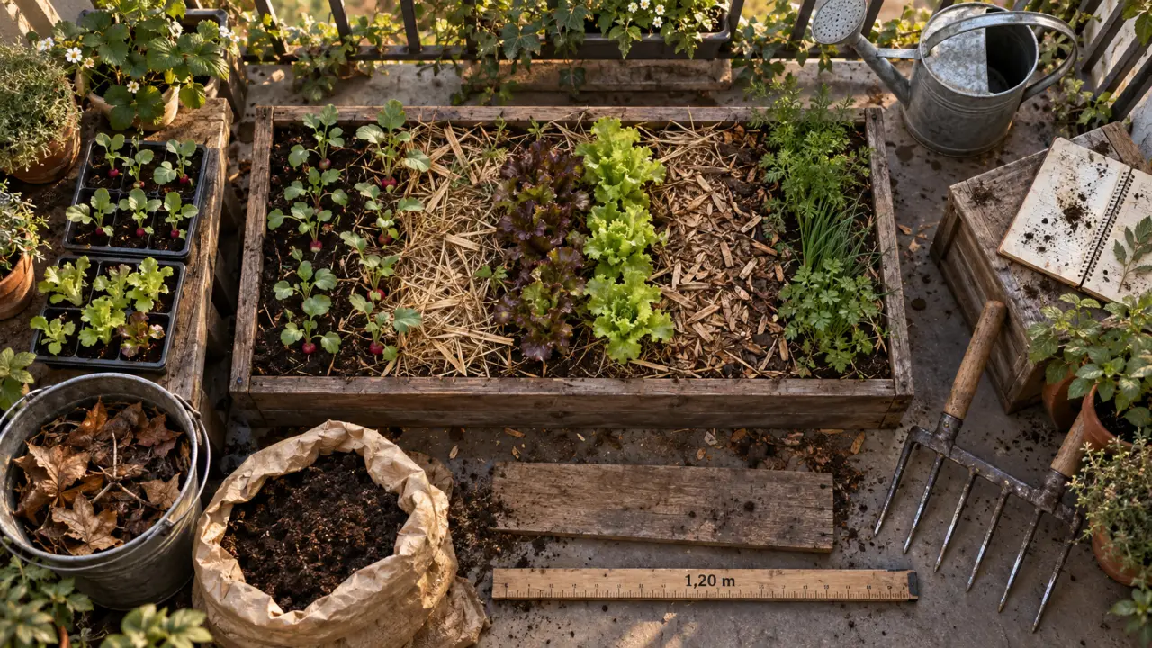 Permaculture pour les nuls : sol couvert sur petit potager balcon
