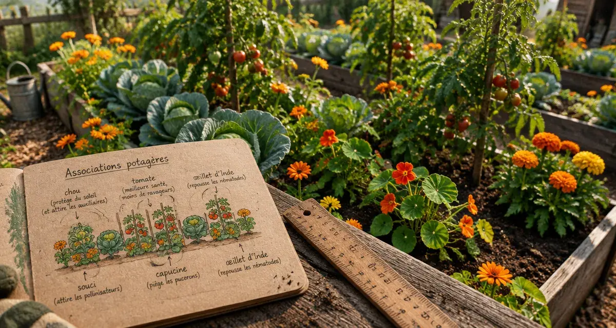 Tableau association légumes fleurs : fleurs à planter près des légumes au potager